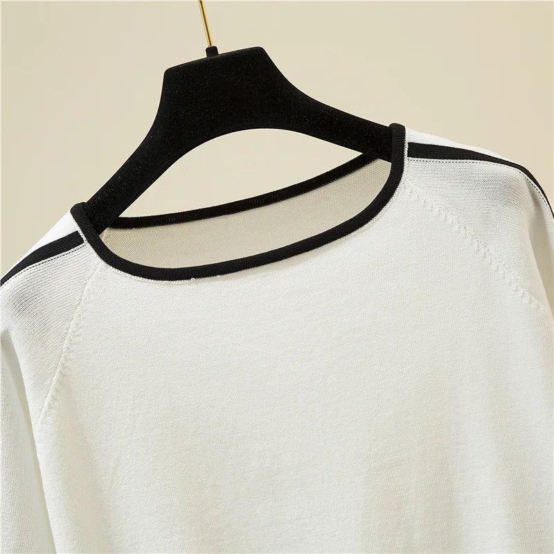 Elegant Woman Clothes Striped Fashion Tee Shirt Femme