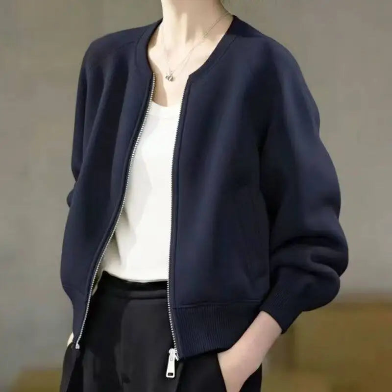 Short Jacket Women'S Loose And Casual Versatile Zipper Cardigan