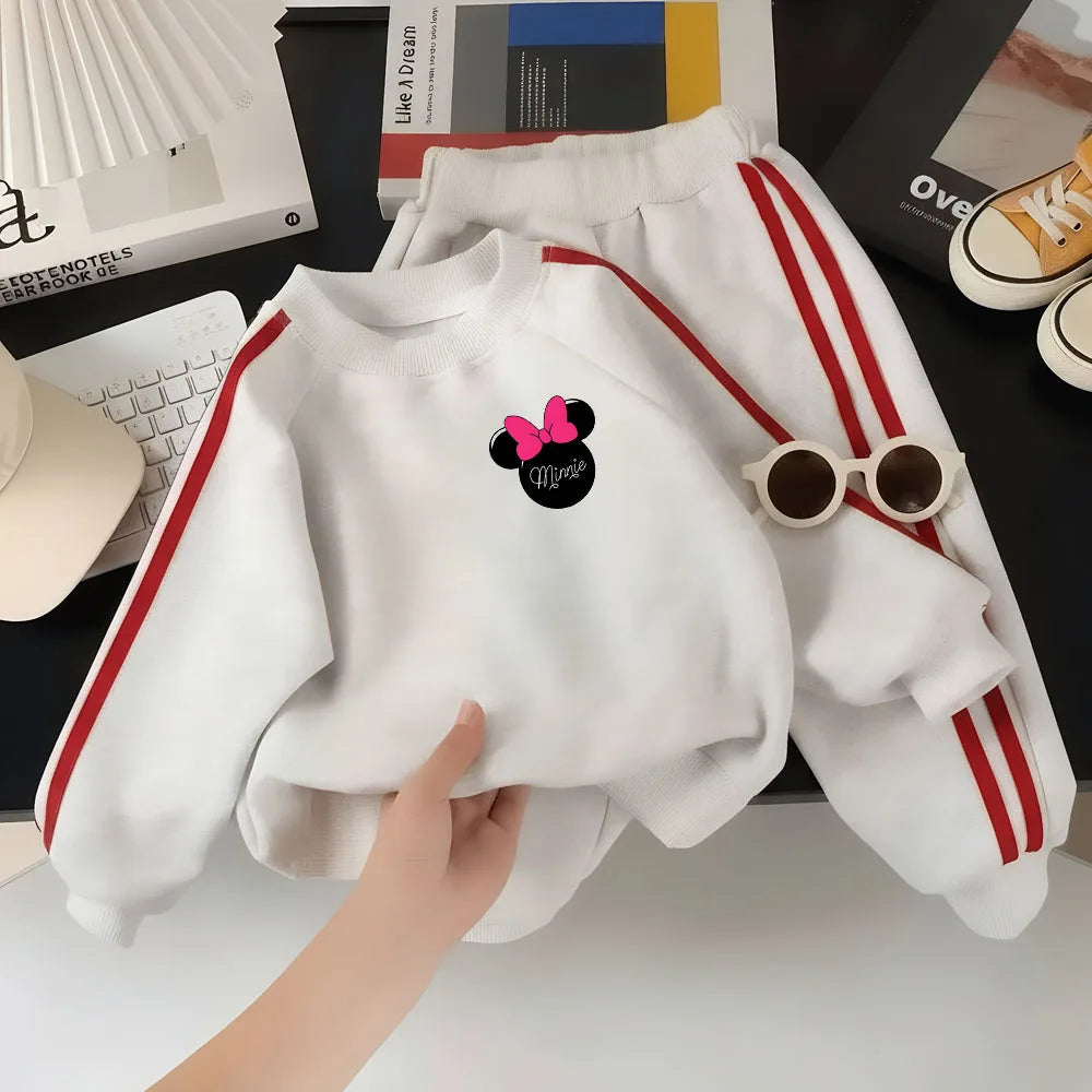 2 PCS Girls Cartoon Printed Casual Hoodies Long Pant Kids