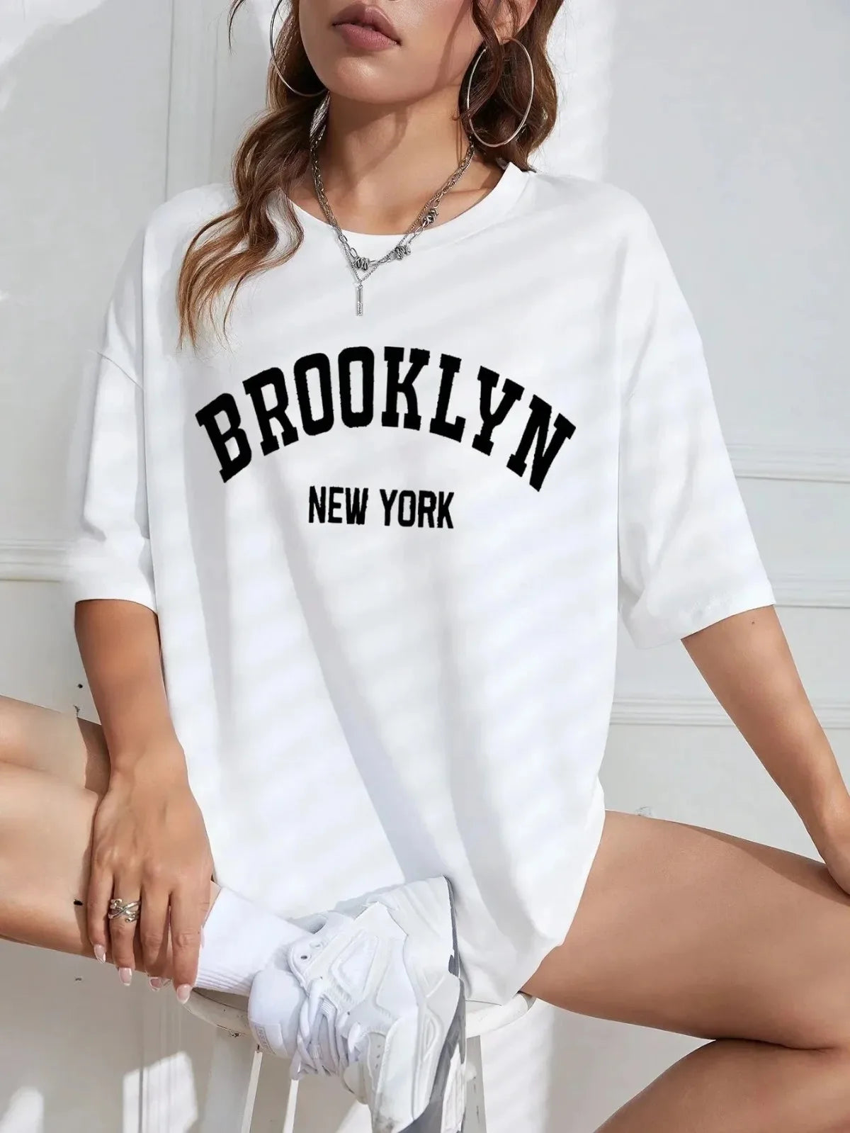 Women's T-shirt Casual Street Clothing Fashionable Letter Print Brooklyn New York