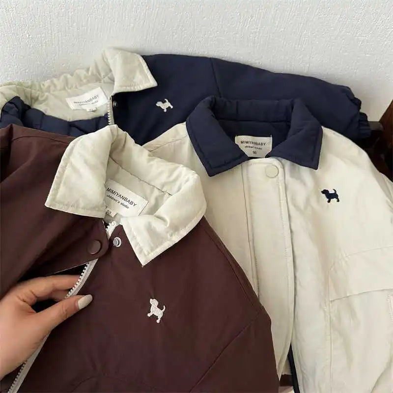 Autumn and Winter Children's Jacket New Boys' and Girls' Cotton Jacket Cartoon Baseball Jacket Thick Collar Coat