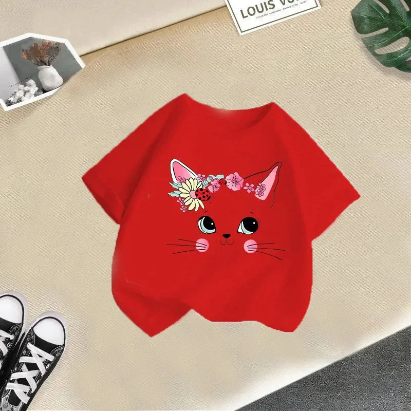 Girls Short Sleeve T-shirt Summer New Children's Top Loose Fashion