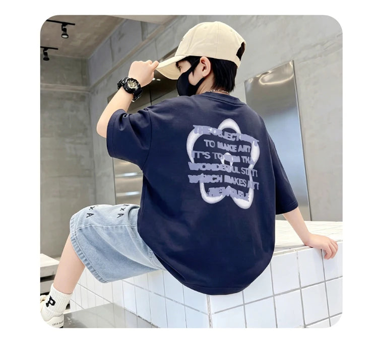 Tween Boys Casual Streetwear Outfit Kids New Summer Clothes Suit