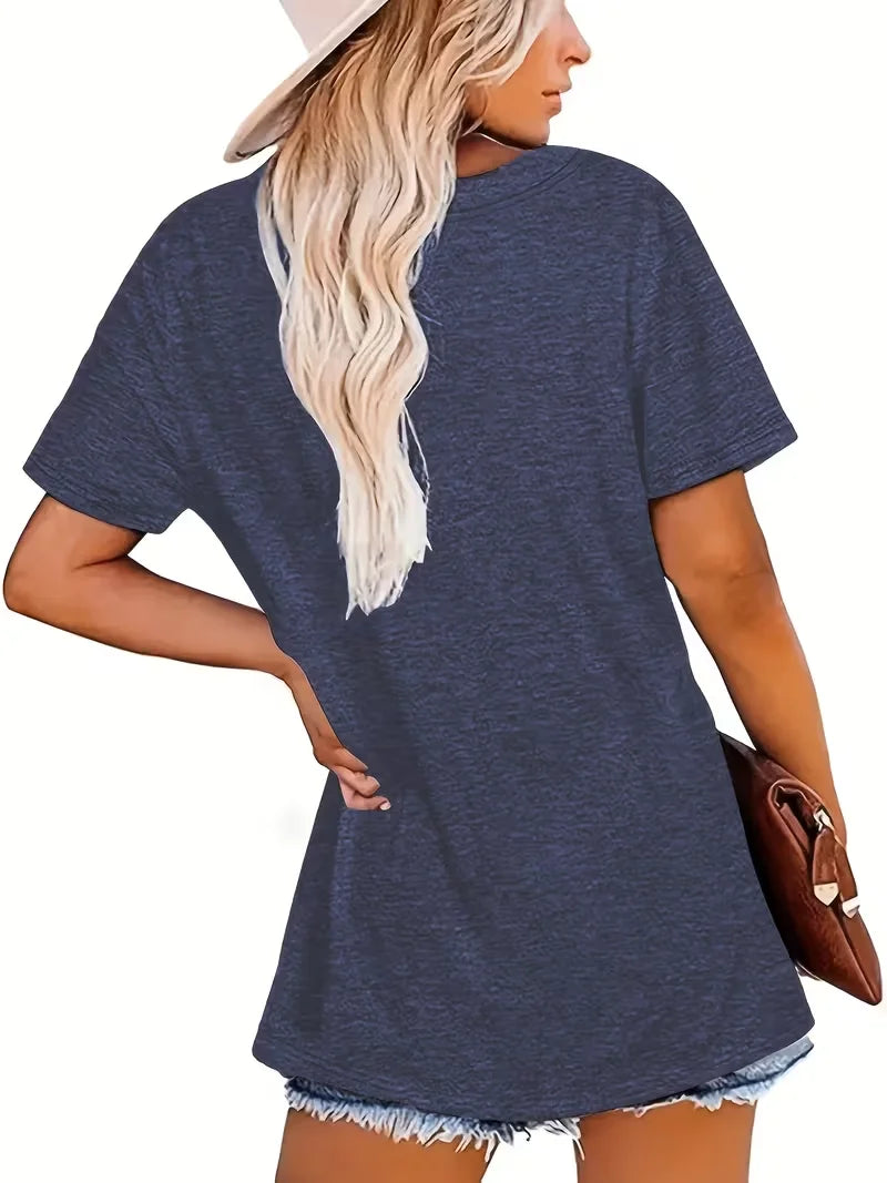 Crew Neck Short Sleeve Retro American Style California Los Angeles 89 Letter Print T Shirt Women's Outfits Casual Streetwear