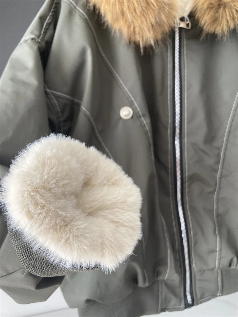 Hooded Parkas Thicken Padded Jackets Casual Zipper Gothic Women