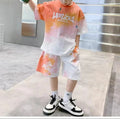 Tops+Shorts 2 Pcs Big Kids Casual Suits Children Print Outfits