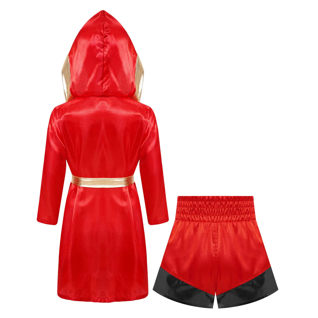Kids Boys Boxing Costume Halloween Boxers Cosplay Costume 2 Piece Boxing Robe And Muay Thai