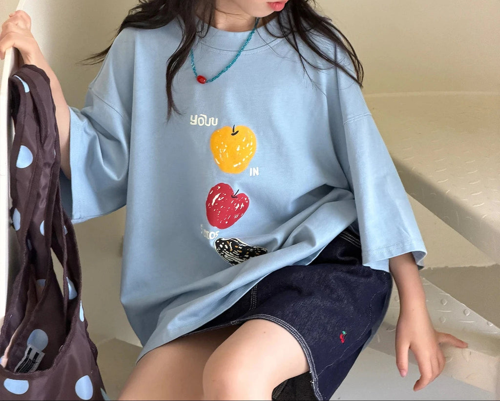 Girls' Short Sleeve T-Shirt for Middle School Students