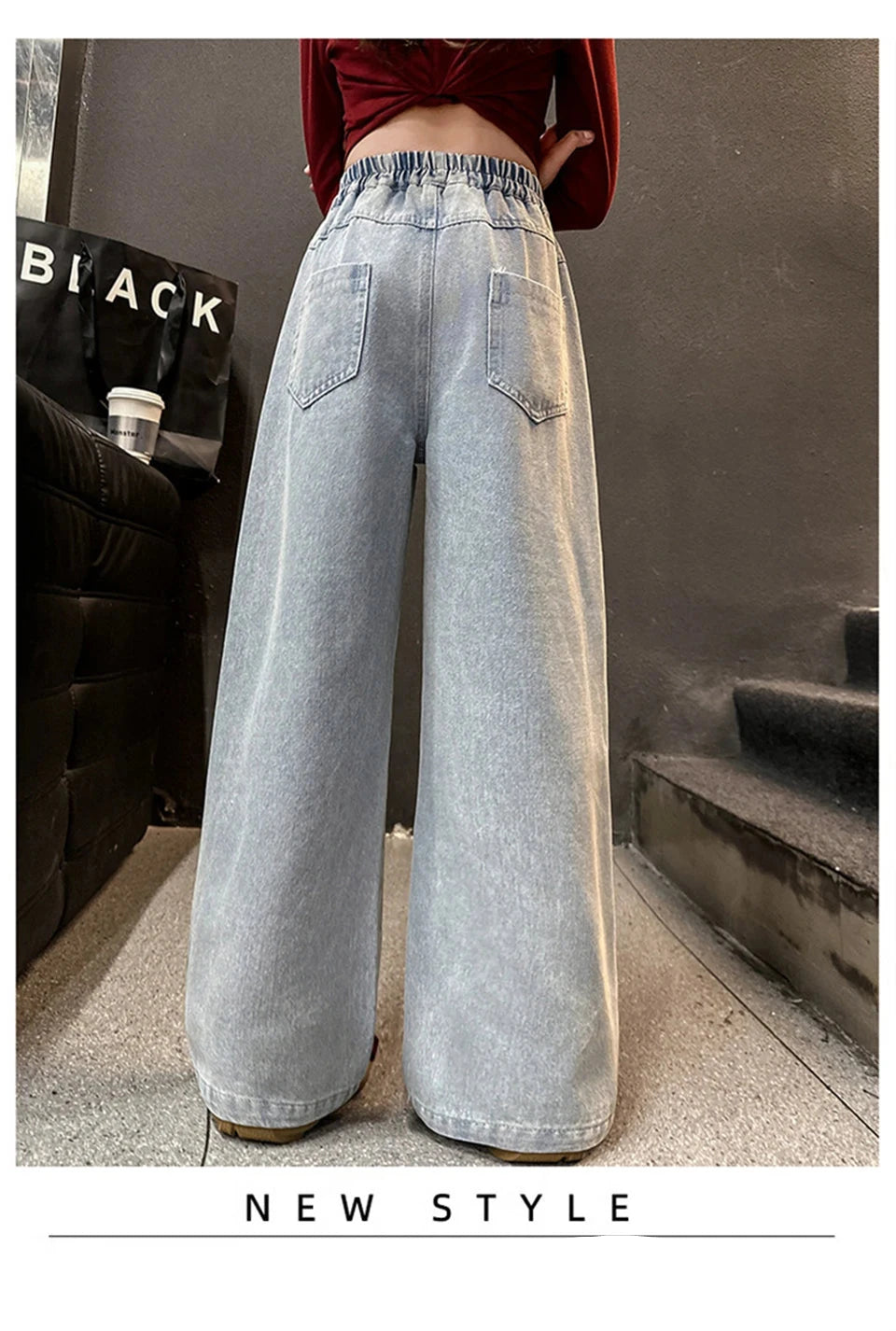 Girls Cat Embroidery Jeans