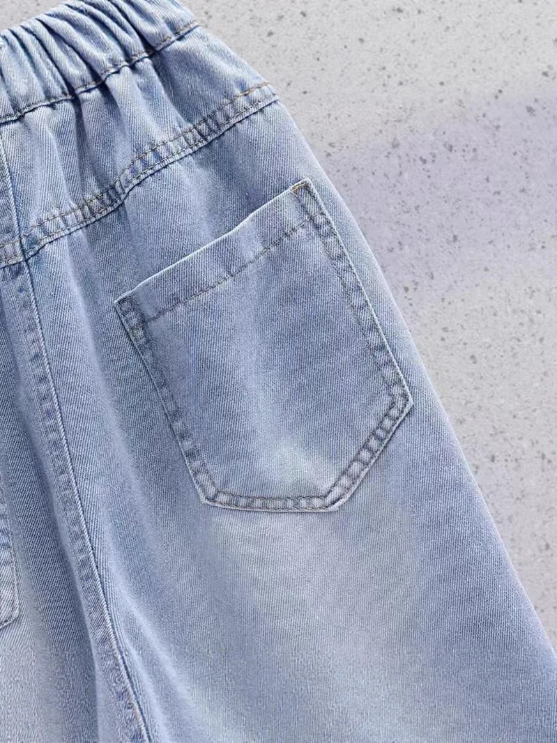 Cute Embroidery Denim Knee-length Shorts for Girls