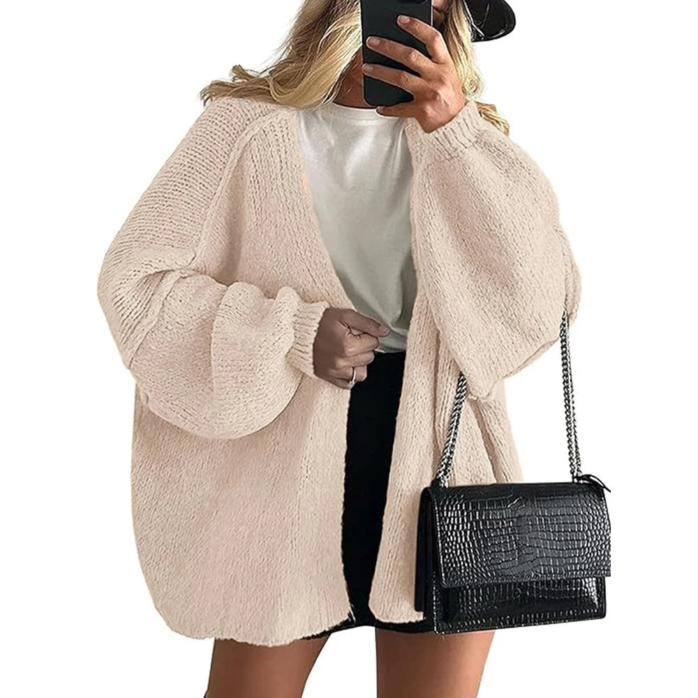 Women's Autumn Winter Knitted Cardigan Sweater Women Jacket Casual Stylish Solid Color Long Sleeve Jackets