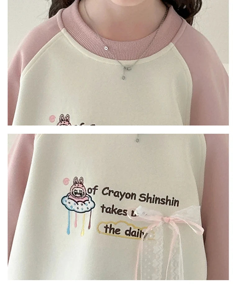 Casual Sweatshirt For Kids Girls Loose Pullover Kids O-neck Tops Coat