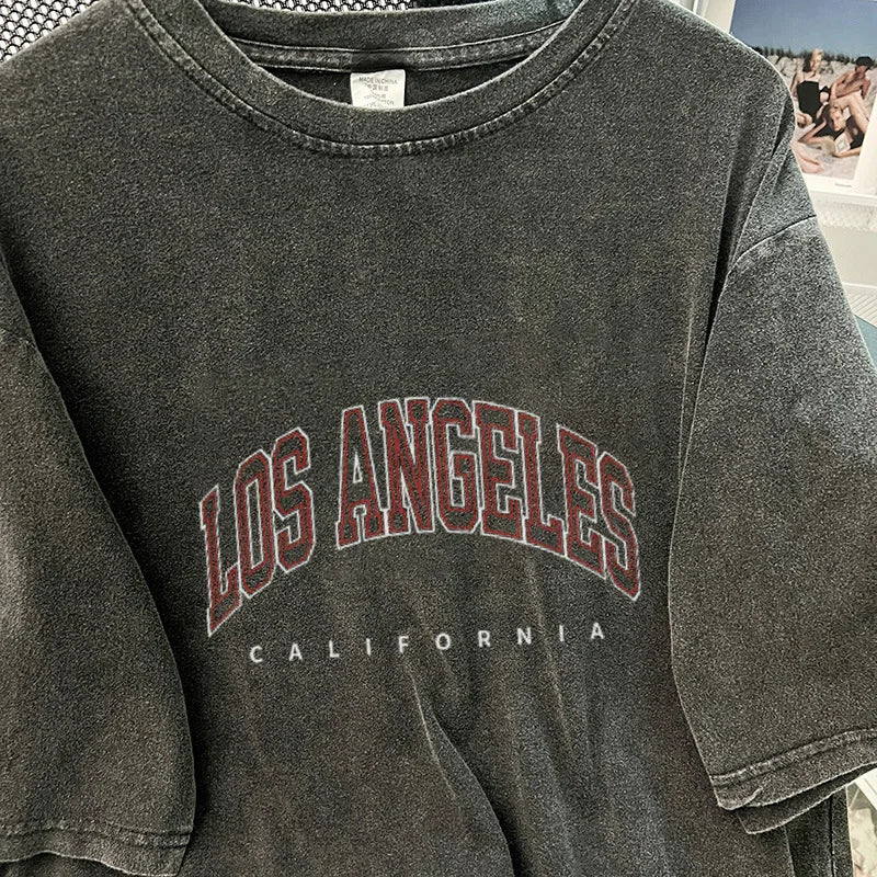 New Trendy Cool Washed Cotton T-shirt Streetwear Summer Wash Tee Girl Y2k