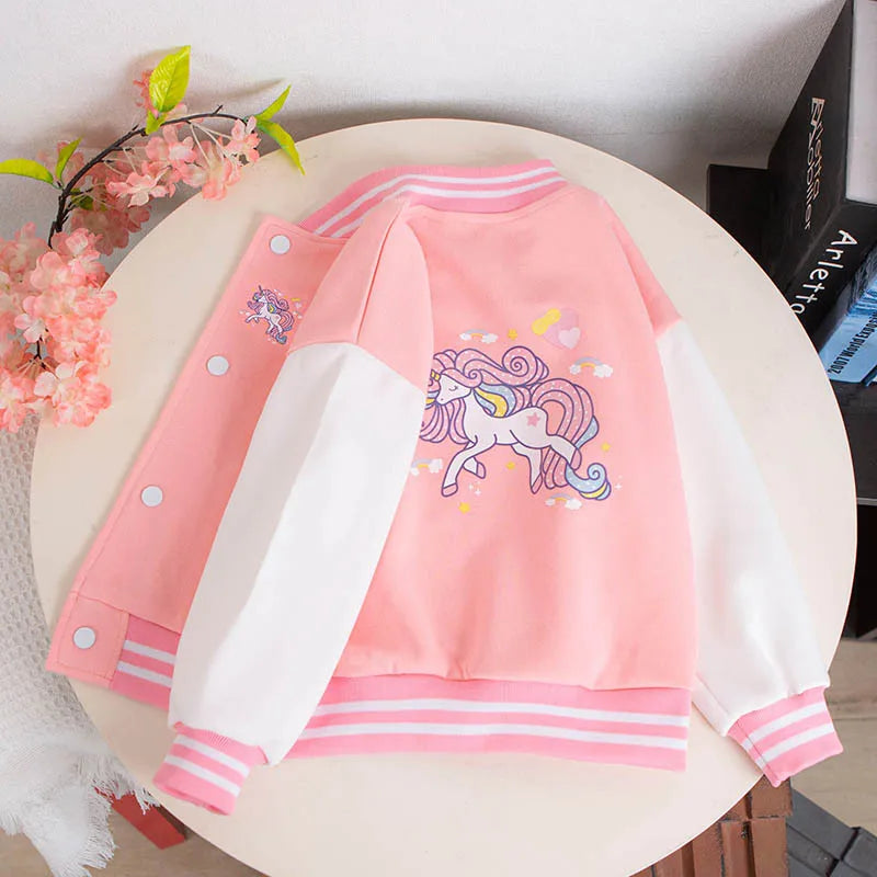 Girls Cartoon Unicorn Jackets For 3-12 Years Teens Clothes For Teenage Girls Sports Outerwear