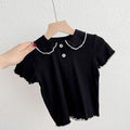 Girls' Summer Short-Sleeve T-Shirt Children Little Doll Collar Top Baby Summer Thin Half-Sleeve Base Shirt