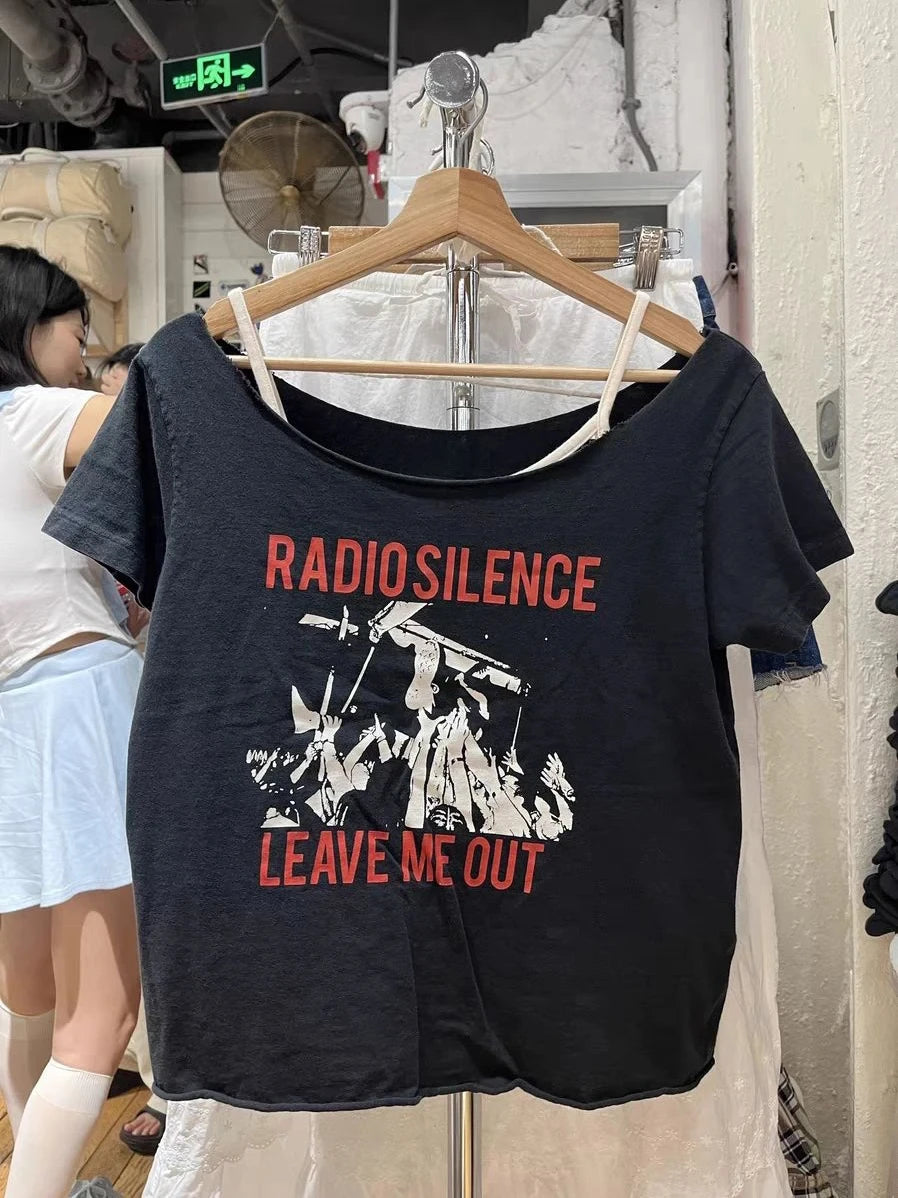 Vintage T Shirt Women Casual Summer White Round Neck Short