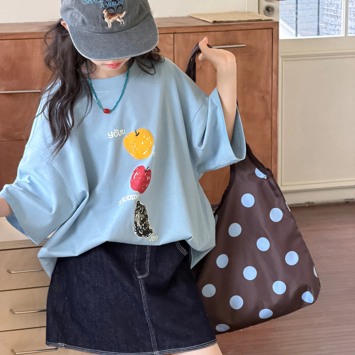 Girls' Short Sleeve T-Shirt for Middle School Students