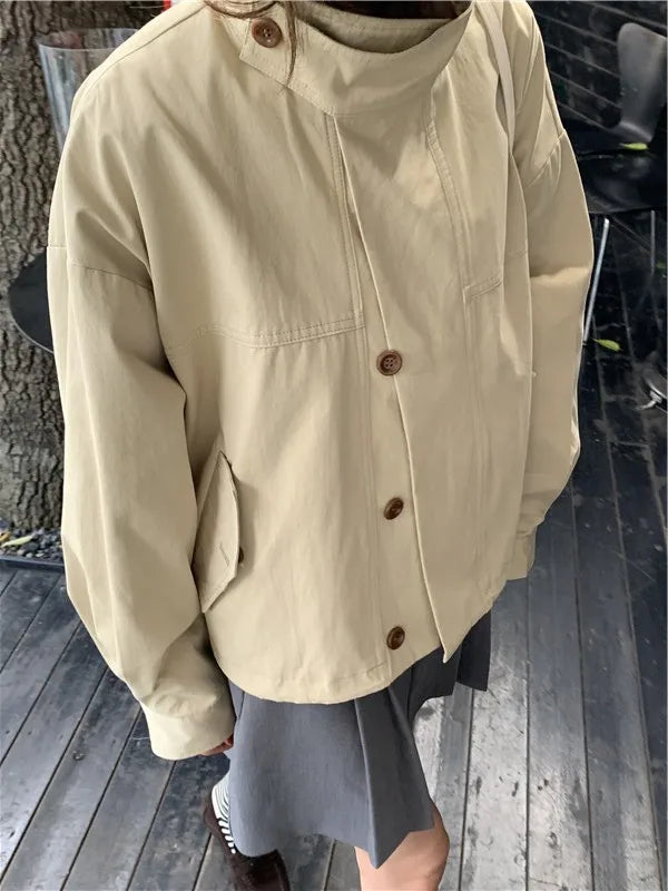 Woman Casual Loose Lazy Chic Long Sleeve Cotton Blends