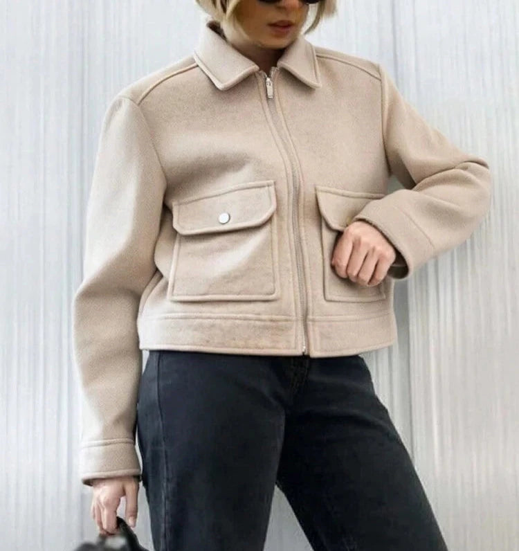 Women's Zipper Jacket Coat New Winter Long Sleeve Pocket Outerwear Coat Short Street Elegant Women's Jacket