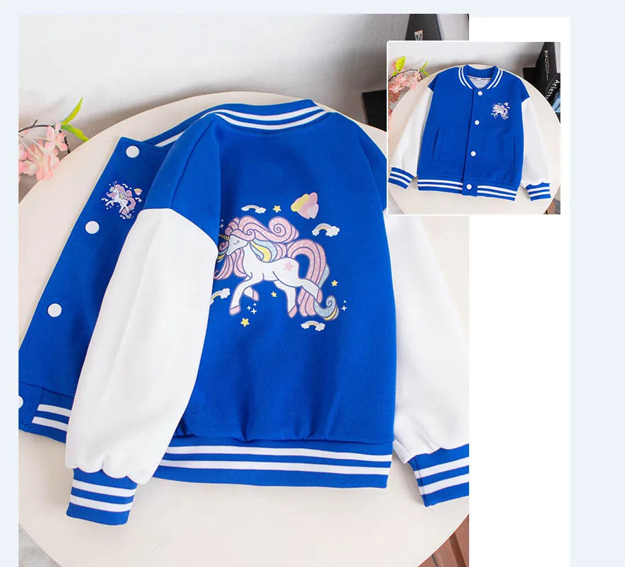Girls Cartoon Unicorn Jackets For 3-12 Years Teens Clothes For Teenage Girls Sports Outerwear