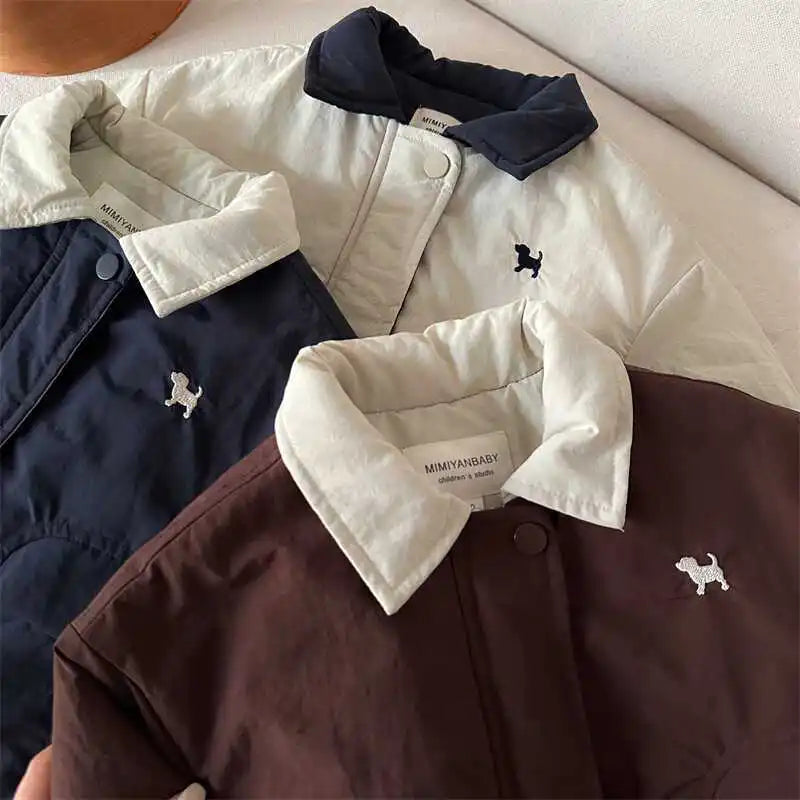 Autumn and Winter Children's Jacket New Boys' and Girls' Cotton Jacket Cartoon Baseball Jacket Thick Collar Coat