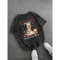 Cat Print T-Shirt Funny Mental Health Graphic Casual Crew Neck