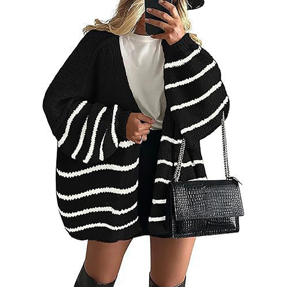 Women's Autumn Winter Knitted Cardigan Sweater Women Jacket Casual Stylish Solid Color Long Sleeve Jackets