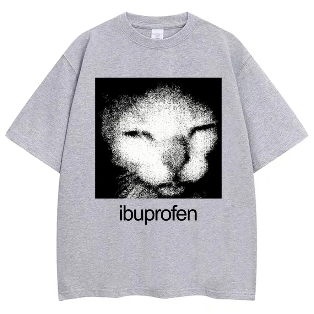 Vintage Funny Ibuprofen Cat Graphic T-shirt  Humor Fashion