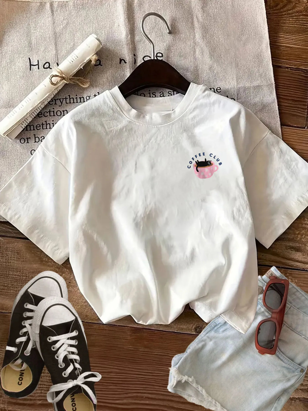 Women Fashion Printed Casual T‑Shirt, Polyester Soft Breathable Short Sleeve Tee
