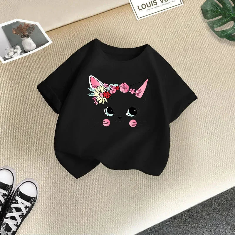 Girls Short Sleeve T-shirt Summer New Children's Top Loose Fashion