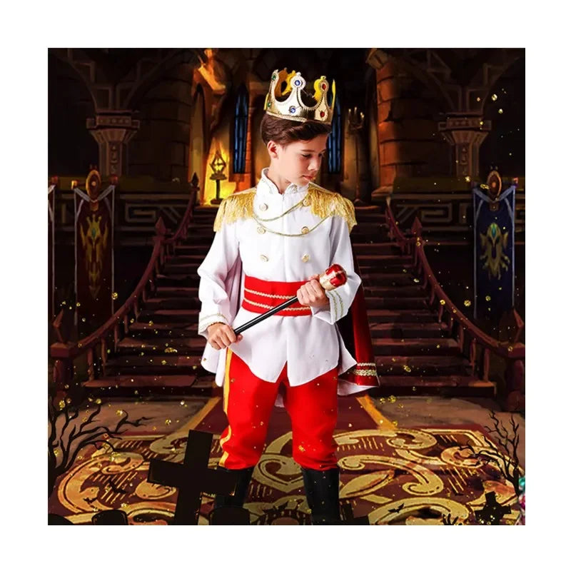 7 Pieces Boys King Carnival Costume Medieval