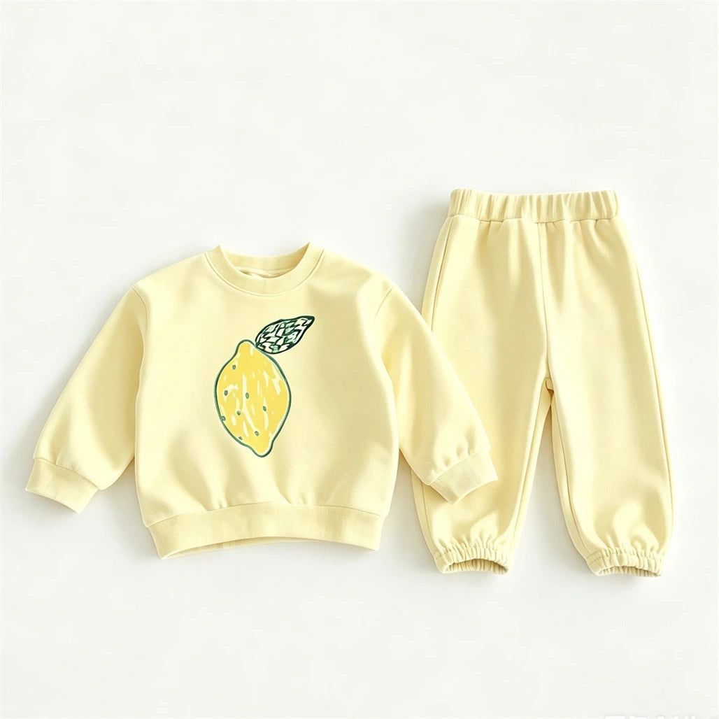 2Piece Set Cartoon Hoodie Loose Trousers Kids Printed Pullovers Versatile Pants Suit
