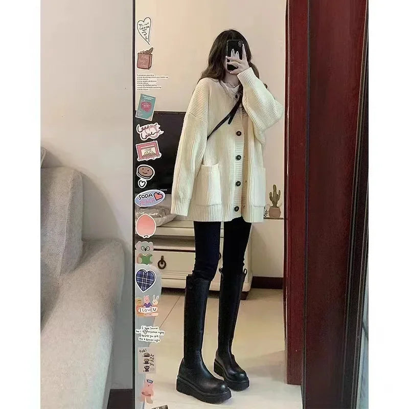 Autumn Winter Women Cardigan Sweater Coats Fashion Female