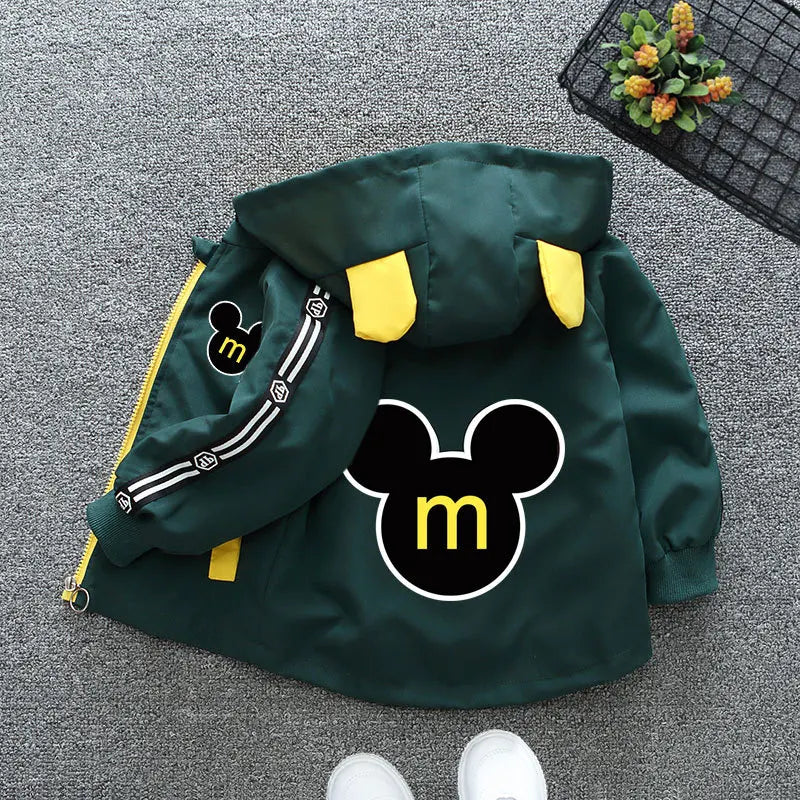 Hooded Jacket Fashion Solid Letter Print Outerwear for 1-6 Years Kids Children Windbreaker Coat
