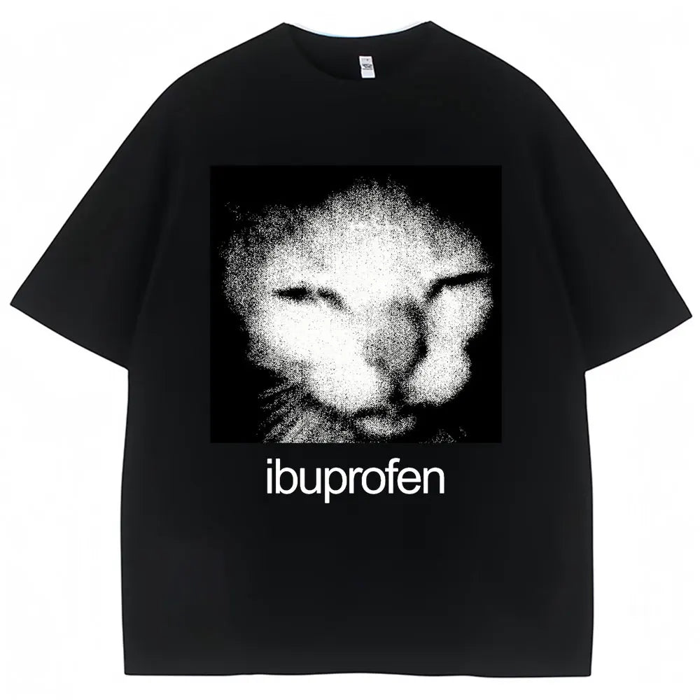 Vintage Funny Ibuprofen Cat Graphic T-shirt  Humor Fashion