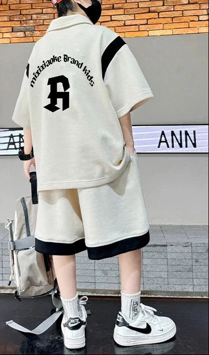 New Letter Fashion T-Shirt + Shorts 2Pcs Boys
