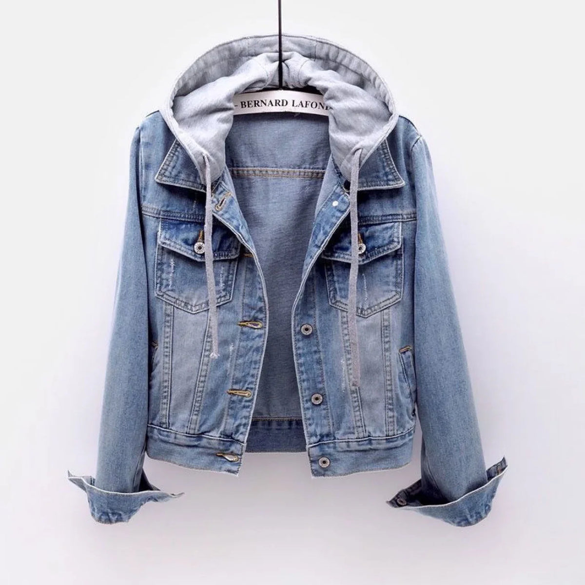 Denim Short Jacket for Women Short Autumn Winter Long-sleeved Slim Hooded Versatile