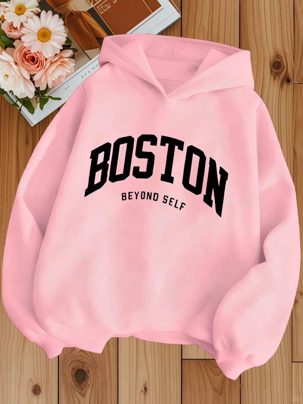 Girls' Casual Hooded Sweatshirt;Versatile Hoodie with Letter Print