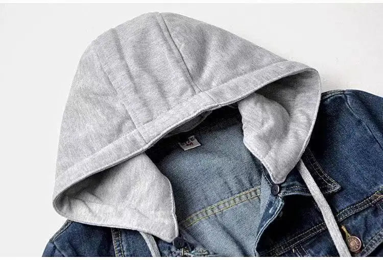 Denim Short Jacket for Women Short Autumn Winter Long-sleeved Slim Hooded Versatile