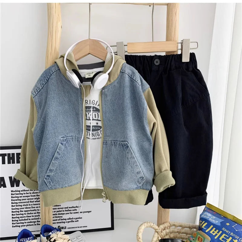 Boys Jeans Jackets Children Clothes Kids Casual Zipper