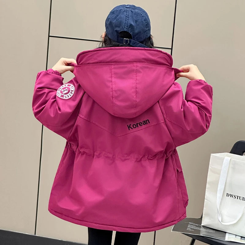 Girls' Winter Thermal Plush Cotton Jacket Kids Casual