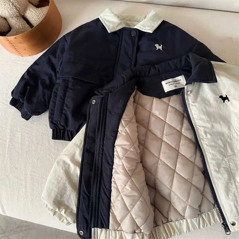 Autumn and Winter Children's Jacket New Boys' and Girls' Cotton Jacket Cartoon Baseball Jacket Thick Collar Coat