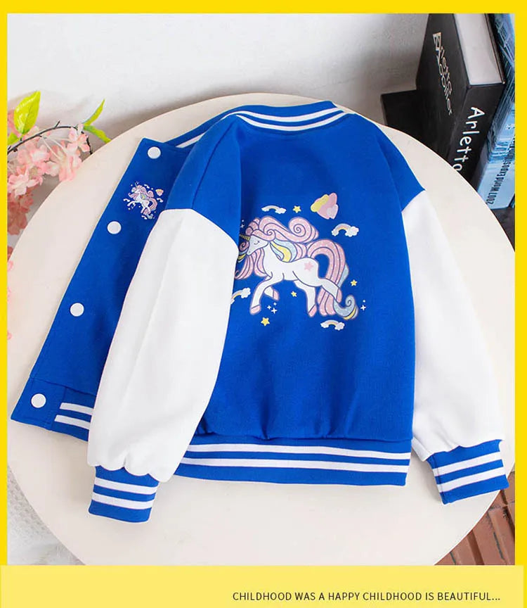 Girls Cartoon Unicorn Jackets For 3-12 Years Teens Clothes For Teenage Girls Sports Outerwear