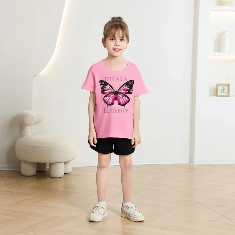 Girls Short Sleeve T-shirt Summer New Children's Top Loose Fashion