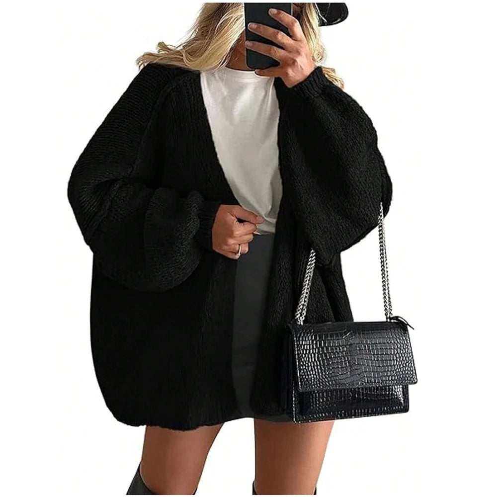 Women's Autumn Winter Knitted Cardigan Sweater Women Jacket Casual Stylish Solid Color Long Sleeve Jackets