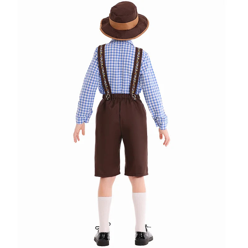 Children's Boys Oktoberfest Costumes Kids Bavarian Lederhosen Outfit Cosplay Carnival Party Halloween