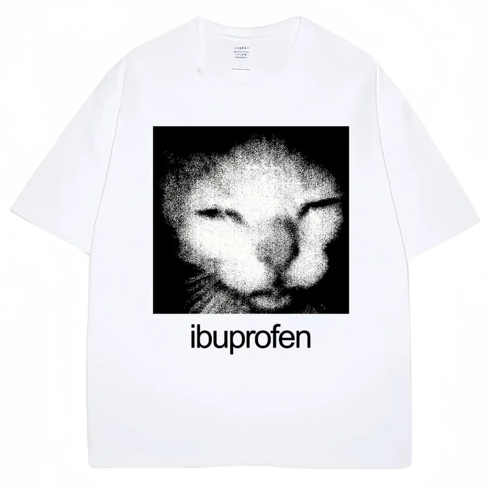Vintage Funny Ibuprofen Cat Graphic T-shirt  Humor Fashion