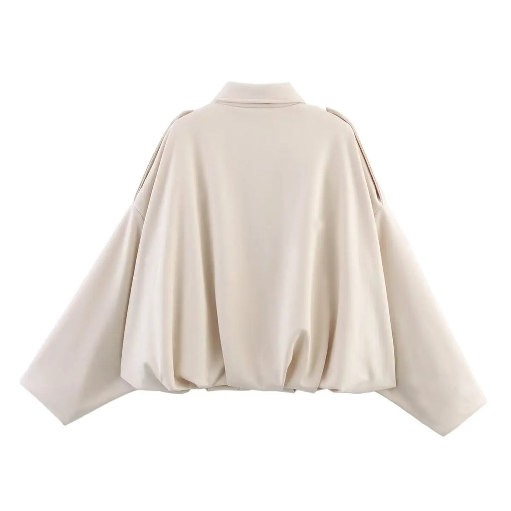 Women Suede Textured Jacket Long Sleeve Lapel Collar Loose Coats Casual Female Outerwear Chic Tops