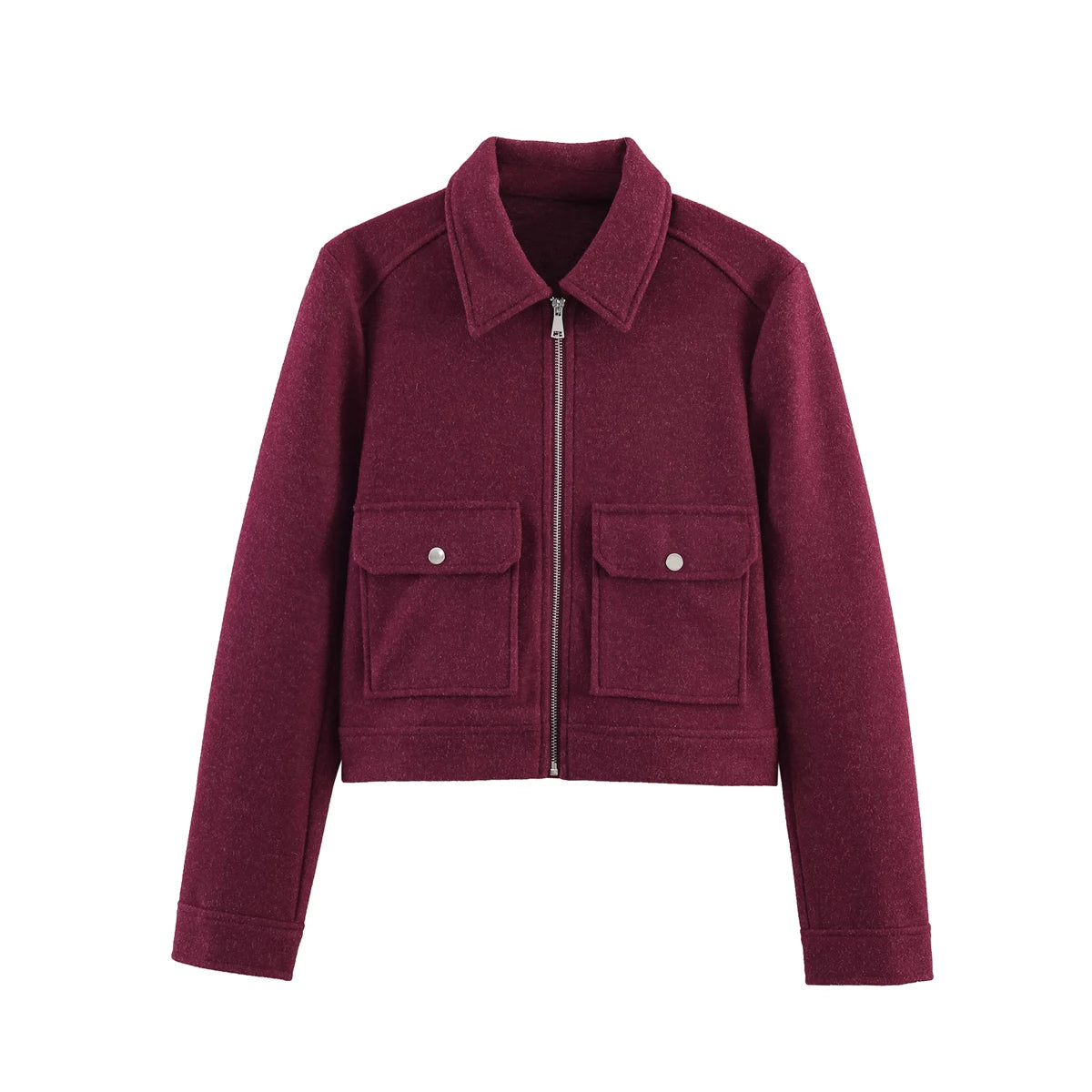 Women's Zipper Jacket Coat New Winter Long Sleeve Pocket Outerwear Coat Short Street Elegant Women's Jacket