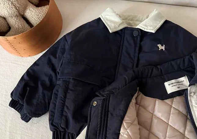 Autumn and Winter Children's Jacket New Boys' and Girls' Cotton Jacket Cartoon Baseball Jacket Thick Collar Coat